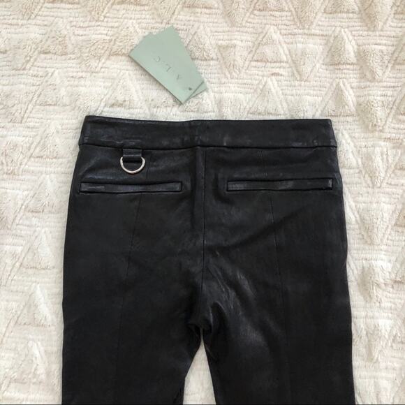 A.L.C. Daniel Black Genuine Lamb Leather Cuffed Skinny Trousers - Picture 9 of 9